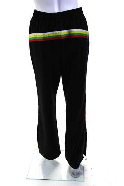 Pam & Gela Womens Drawstring Striped Trim Wide Leg Pants Black Size M