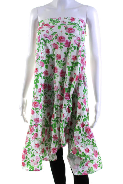Hill House Womens Floral Print Collared Wrap Blouse White Pink Size XS