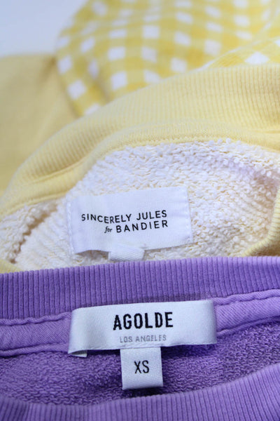 Agolde  Sincerely Jules Womens Crew Neck Sweater Purple Yellow Size XS Lot of 2
