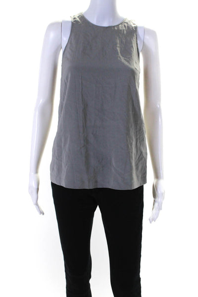 Brunello Cucinelli Women's Round Neck Sleeveless Blouse Gray Size XS