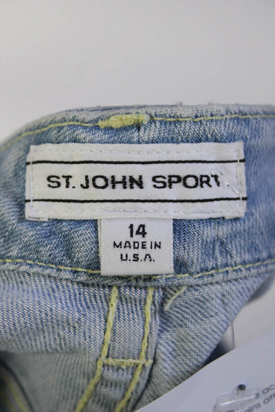 St. John Sport Womens Denim High Rise Zip Up Wide Leg Jeans Pants Blue Size 14