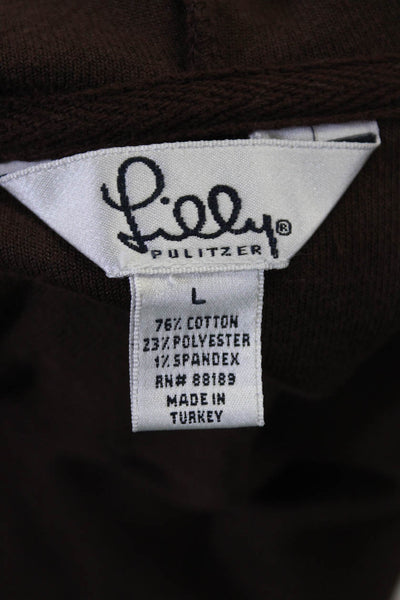 Lilly Pulitzer Womens Velour Zip Up Hoodie Sweatshirt Sweatpants Brown Size L XL