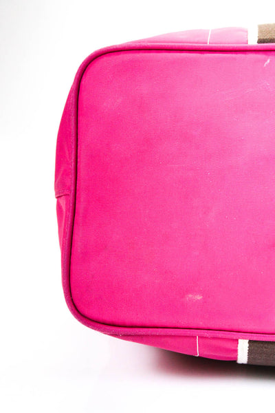 Coach Womens Nylon Leather Trim Zip Top Pink Tote Bag Large Handbag