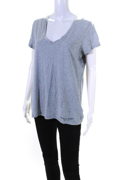 Burberry Brit Womens Jersey Cotton V-Neck Short Sleeve Tee T-Shirt Gray Size XL