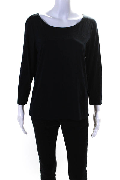 Giorgio Armani Womens Jersey Knit Scoop Neck Long Sleeve T-Shirt Black Size 16