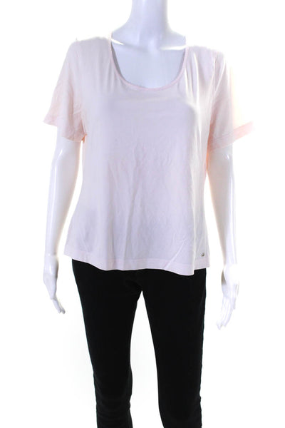 Escada Womens Cotton Jersey Knit Scoop Neck Short Sleeve Tee T-Shirt Pink Size L