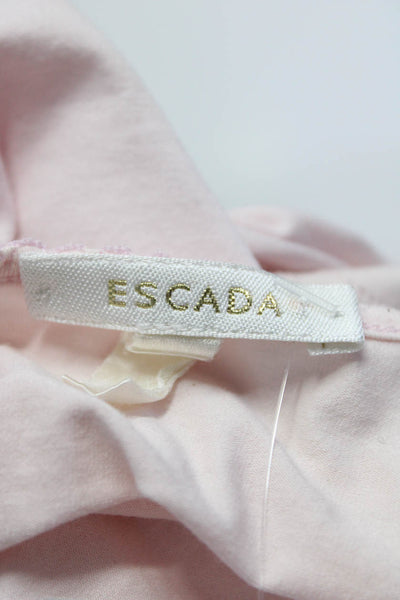 Escada Womens Cotton Jersey Knit Scoop Neck Short Sleeve Tee T-Shirt Pink Size L