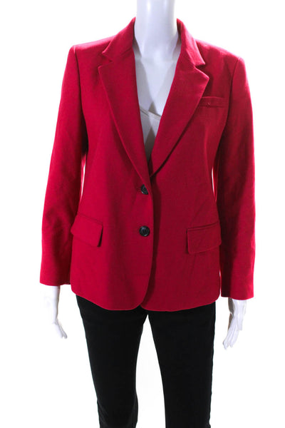 DKNY Womens Bright Red Wool Two Button Long Sleeve Blazer Size 6