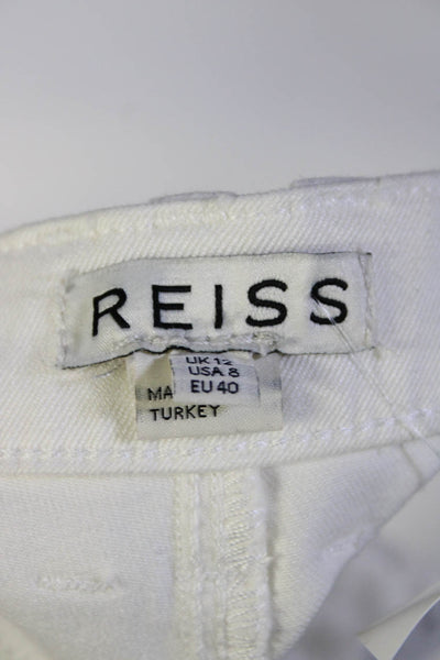 Reiss Womens White Cotton High Rise Straight Leg Denim Jeans Size 8