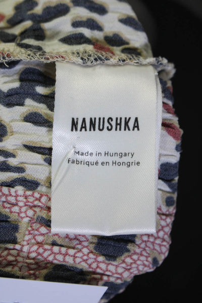 Nanushka Womens Animal Print High Rise Pants Beige Red Size Extra Small