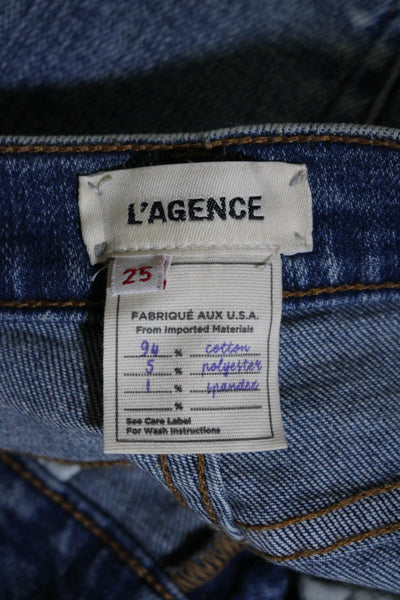L'Agence Womens High Rise Slim El Matador Jeans Prism Blue Cotton Size 25