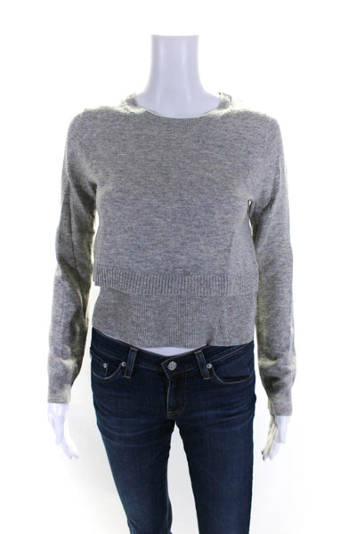 Sandro Womens Long Sleeves Crew Neck Pullover Sweater Heather Gray Wool Size 1