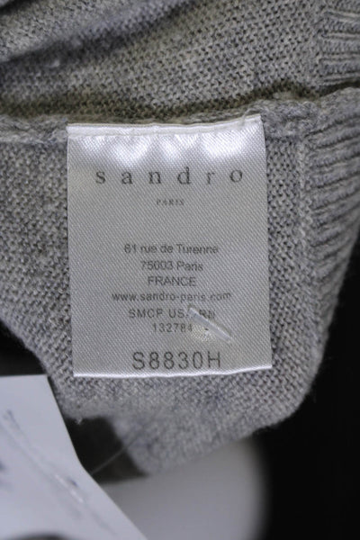 Sandro Womens Long Sleeves Crew Neck Pullover Sweater Heather Gray Wool Size 1