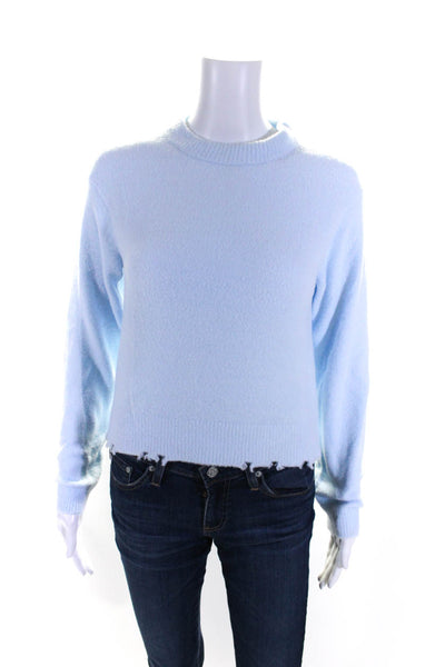 Tibi Womens Long Sleeves Pullover V Neck Sweater Sky Blue Size Extra Small
