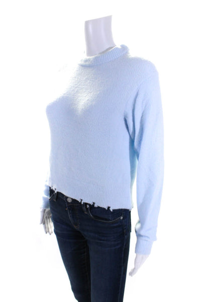 Tibi Womens Long Sleeves Pullover V Neck Sweater Sky Blue Size Extra Small