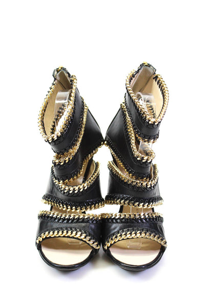 Giuseppe Zanotti Design Womens Leather Chain Link Sandal Heels Black Size 41 11