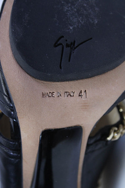 Giuseppe Zanotti Design Womens Leather Chain Link Sandal Heels Black Size 41 11