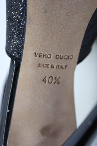 CO OP Barneys New York Womens Cut Out Sandal Heels Black Metallic Size 40.5 10.5