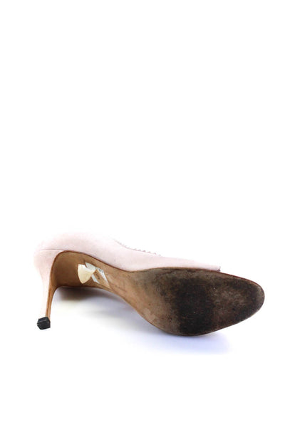Manolo Blahnik Womens Suede Open Toe Slide On Pumps Pink Size 40.5 10.5