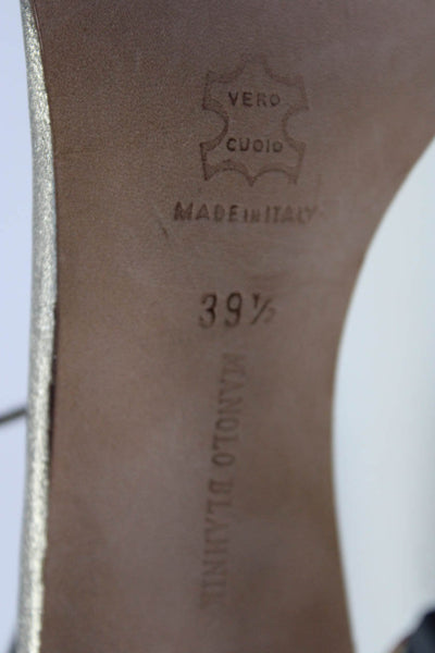 Manolo Blahnik Womens Ankle Strap Sandal Heels White Black Size 39.5 9.5
