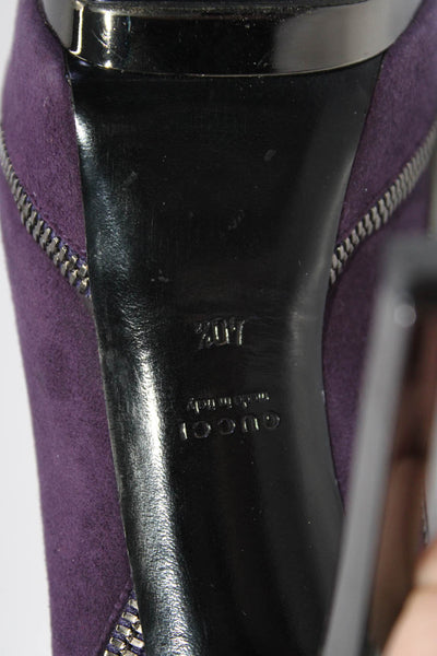 Gucci Womens Suede Zipper Trim Slide On Platform Pumps Purple Size 40.5 10.5