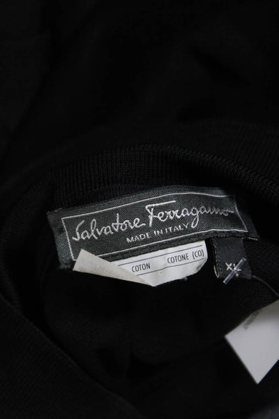 Salvatore Ferragamo Mens Cotton Snap Buttoned Collared Polo Top Black Size XL