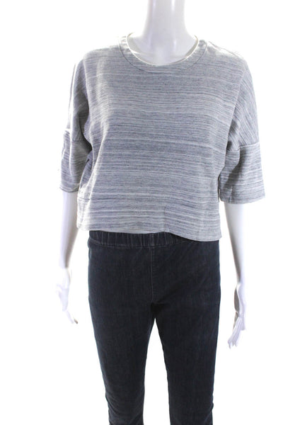 10 Crosby Derek Lam Womens Cotton Terry 3/4 Sleeve Crop Sweatshirt Gray Size 2