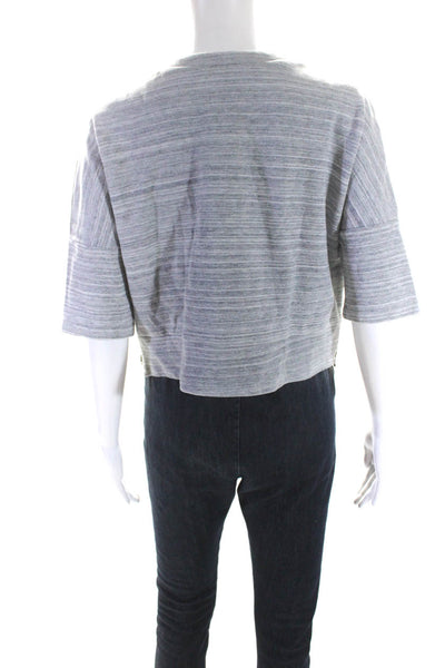 10 Crosby Derek Lam Womens Cotton Terry 3/4 Sleeve Crop Sweatshirt Gray Size 2