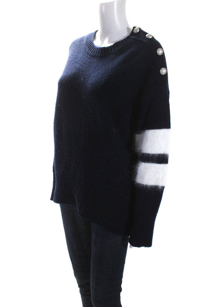 Tomorrow Land Womens Wool Thick Knit Long Sleeve Crewneck Sweater Blue Size M