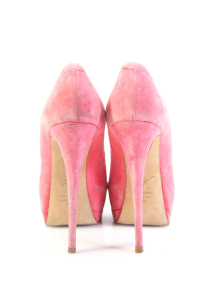 Giuseppe Zanotti Design Womens Suede Platform Peep Toe Heels Pumps Pink Size 6