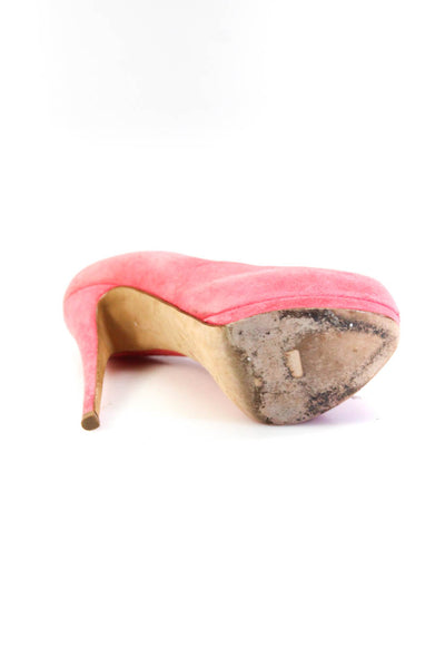 Giuseppe Zanotti Design Womens Suede Platform Peep Toe Heels Pumps Pink Size 6