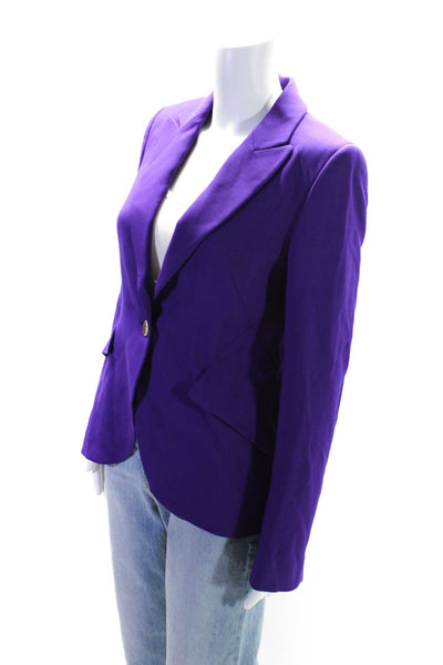 Escada Womens Single Button Pointed Lapel Blazer Jacket Purple Size FR 36