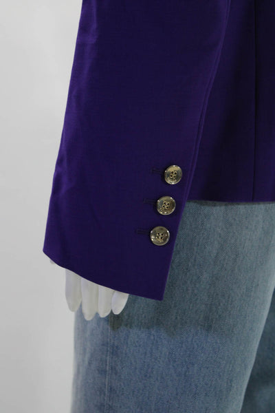 Escada Womens Single Button Pointed Lapel Blazer Jacket Purple Size FR 36