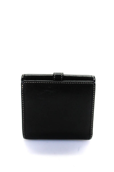 Coach Womens Black Leather Buckle Detail Bifold Card Holder Wallet