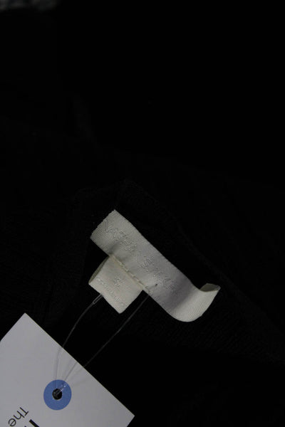 Jonathan Simkhai Womens Ribbed Knit Scalloped Surplice Sweater Black Size Small