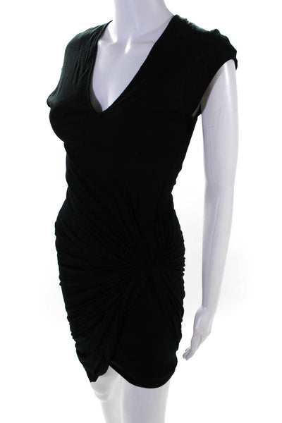 Helmut Lang Womens Sleeveless Knotted Jersey Midi Sheath Dress Black Size Small