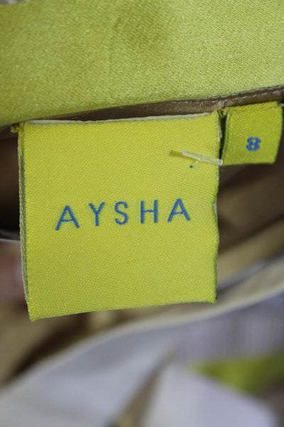 Aysha Womens Yellow Beige Silk Color Block Square Neck Shift Dress Size 8