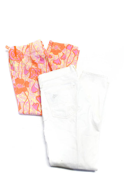 Lilly Pulitzer Polo Ralph Lauren Womens Printed Pants Jeans White 8 28 Lot 2