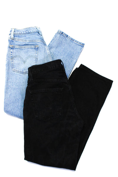 Levis Womens Buttoned Slim Straight Leg Zipped Jeans Black Blue Size EUR27 Lot 2