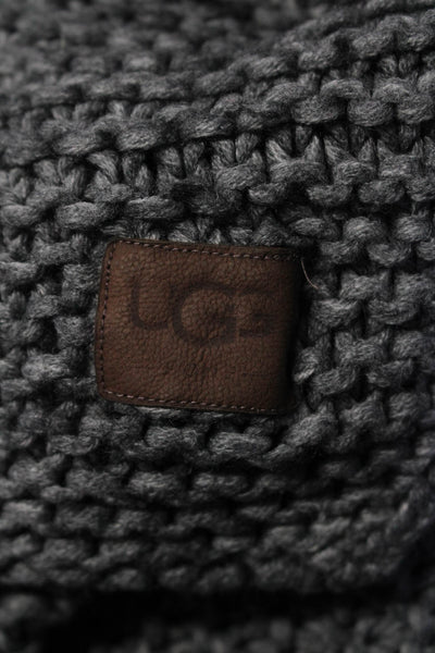 Ugg Unisex Loose Knit Large Throw Blanket Charcoal Gray 76"