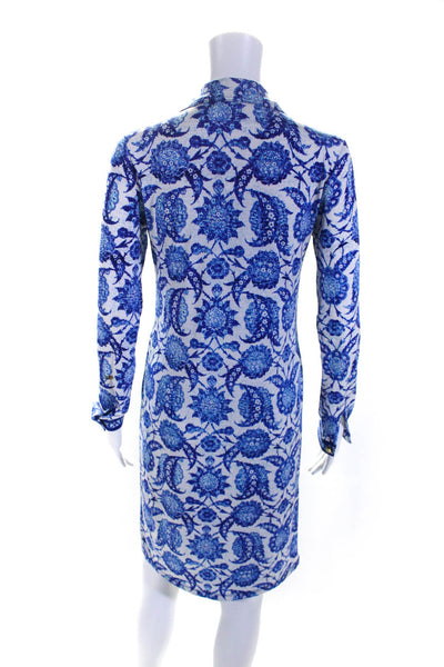 Michael Michael Kors Womens Jersey Knit Floral Print Shirt Dress Blue Size XS