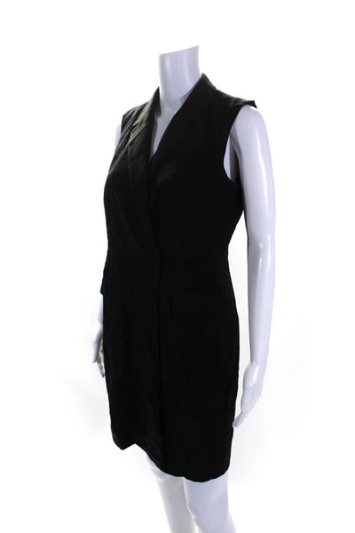 J Crew Womens Wool Notched Collar Button Up Blazer Style Dress Black Size 8P