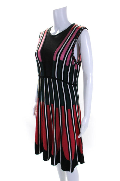 M Missoni Womens Striped Scoop Neck Sleeveless A-Line Dress Multicolor Size 46