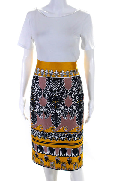 J Crew Collection Womens Abstract Print Pencil Skirt Multi Colored Cotton Size 6