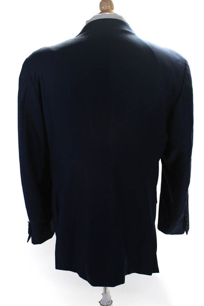Canali Mens Two Button Blazer Jacket Navy Blue Wool Size 40 Regular