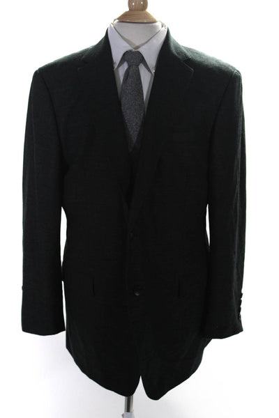 Zegna Mens Two Button Drop 8 Deco Blazer Jacket Black Wool Size EUR 58
