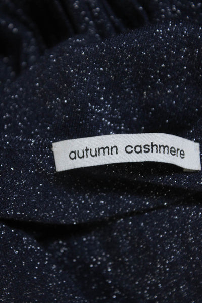 Autumn Cashmere Womens Cashmere Metallic Scoop Neck Tiered Tank Top Blue Size S