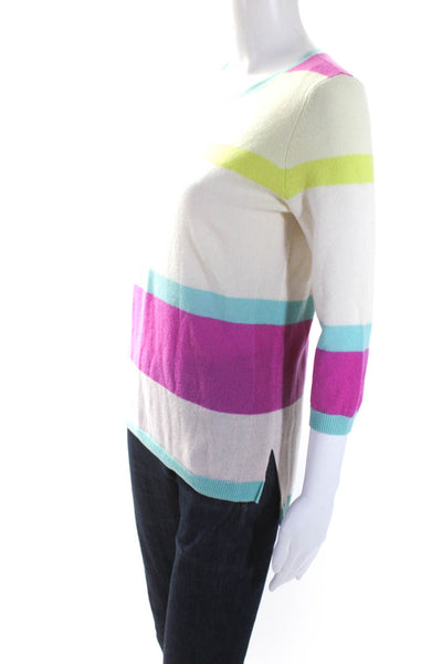 Autumn Cashmere Womens Cashmere Colorblock Print Knit Top Multicolor Size S