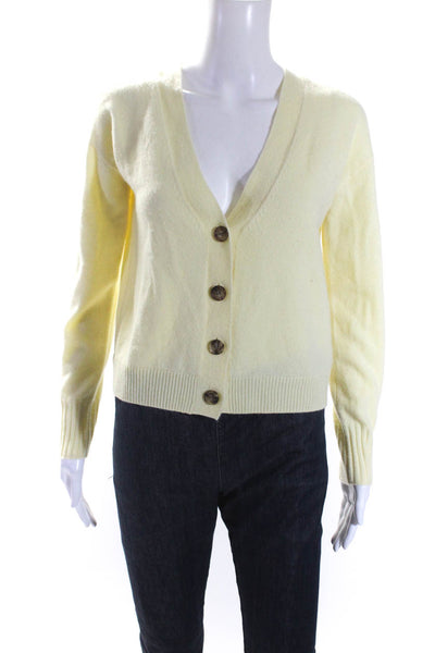Intermix Womens Cashmere Long Sleeve Button Down Sweater Cardigan Yellow Size P