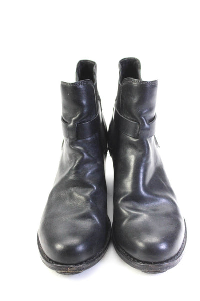 Rag & Bone Womens Slip On Block Heel Round Toe Booties Black Leather Size 37.5